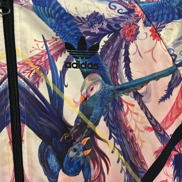Vintage Adidas Originals Pink Floral Bird Trefoil Kaleidoscope Track Jacket XS - Picture 2 of 15